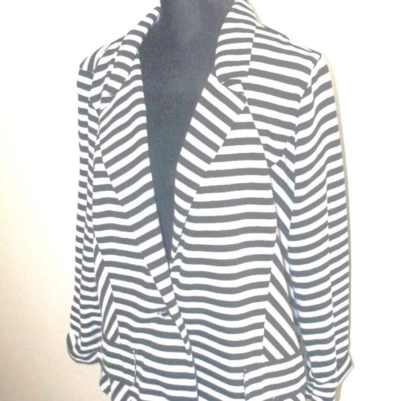 ANA- Smart Casual Jacket - Striped Black & White Blazer - Picture 2 of 12